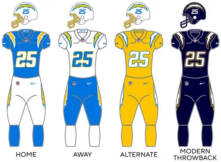  CHARGERS NEW ALTERNATE UNIFORMS JERSEY