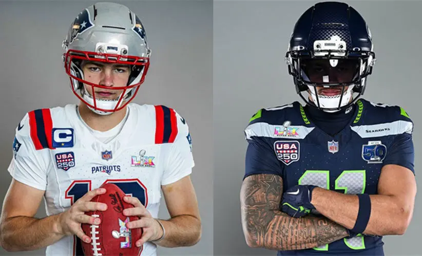Patriots Seahawks Super Bowl LX Uniforms Jerseys