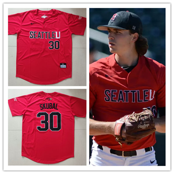 Mens  Youth Seattle Redhawks #30 Tarik Skubal 2018 Nike Red Pullover College Baseball Retro Jersey