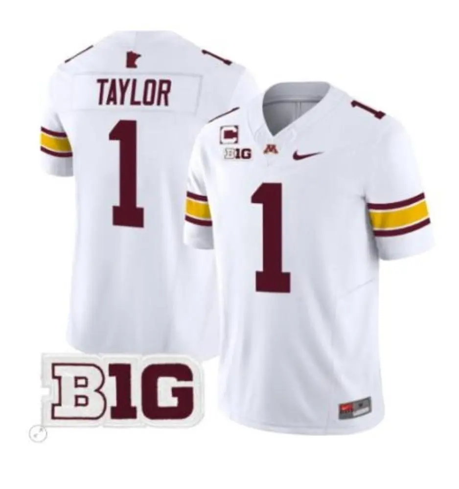 Minnesota Golden Gophers #1 Darius Taylor II 2025 White Nike F.U.S.E. Liminted Football Game Jersey