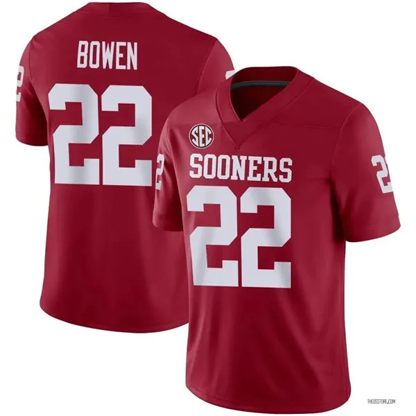 Oklahoma Sooners #22 Peyton Bowen Crimson SEC Football Game Jersey