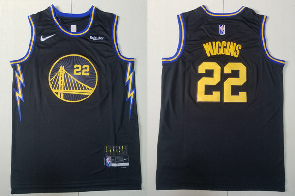Mens Golden State Warriors #22 Andrew Wiggins Black 2021-22 Diamond Nike City Edition Jersey