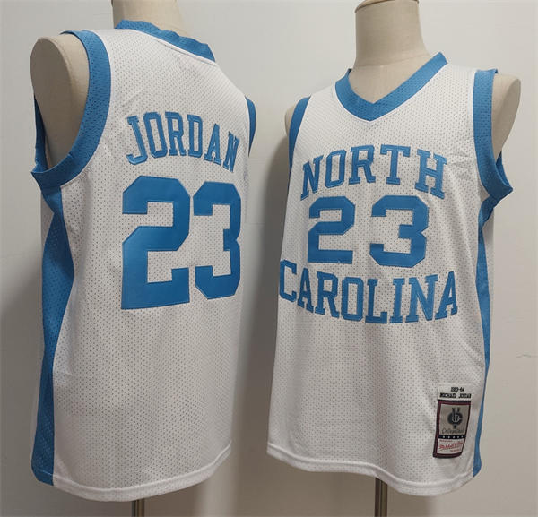 Men's North Carolina Tar Heels #23 Michael Jordan White Mesh 1983-84 Mitchell & Ness Throwback College Jersey
