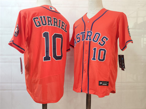 Mens Houston Astros #10 Yuli Gurriel  Nike Orange Alternate Flexbase Jersey