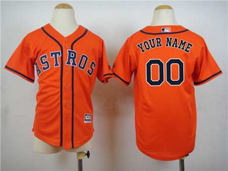 Kids Houston Astros Customized Orange 2015 Cool Base Baseball Jersey