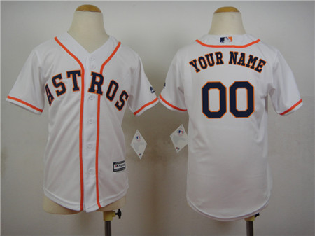 Kids Houston Astros Customized White 2015 Cool Base Baseball Jersey
