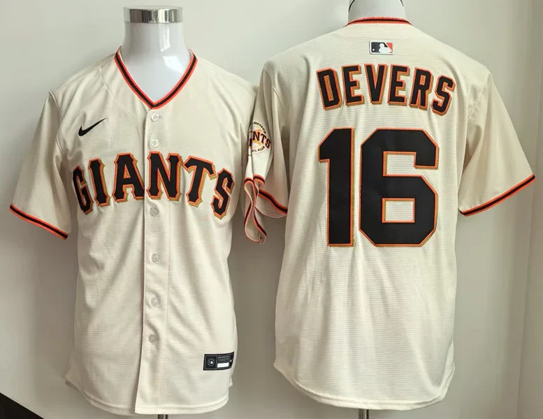 Mens San Francisco Giants #16 Rafael Devers Nike Cream Home Limited Jersey