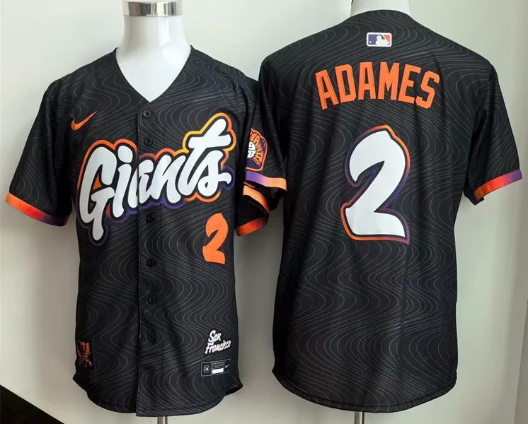 Mens San Francisco Giants #2 Willy Adames Nike Anthracite 2025 City Connect 2.0 Limited Player Jersey