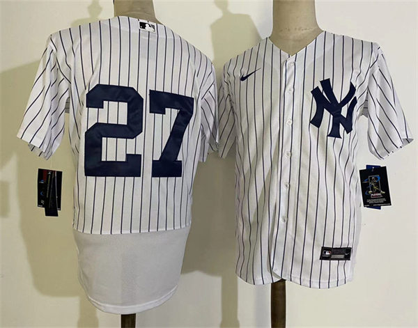 Mens New York Yankees #27 Giancarlo Stanton Nike White Home FlexBase Game Jersey