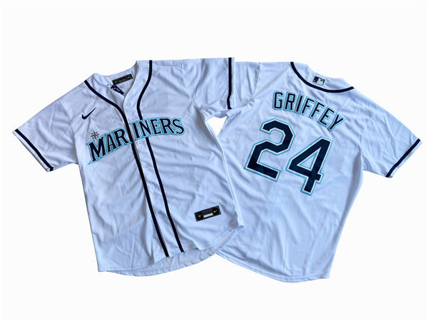 Men's Seattle Mariners Retired Player #24 Ken Griffey Jr. Nike White Cool Base Jersey