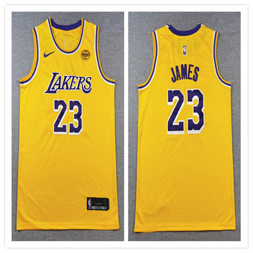 Men's Los Angeles Lakers #23 LeBron James Nike Gold Icon Edition Swingman Jersey