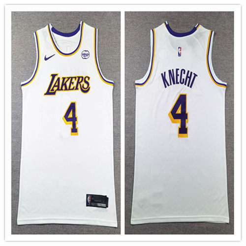 Men's Los Angeles Lakers #4 Dalton Knecht White Association Edition Jersey