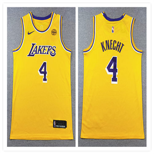 Men's Los Angeles Lakers #4 Dalton Knecht Gold Icon Edition Jersey
