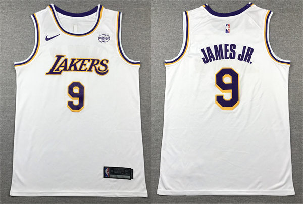 Men's Los Angeles Lakers #9 Bronny James Jr. White Association Edition Jersey