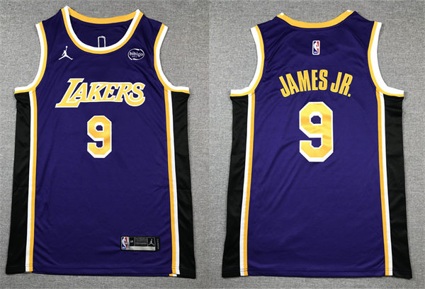 Men's Los Angeles Lakers #9 Bronny James Jr.  Purple Statement Edition Jersey