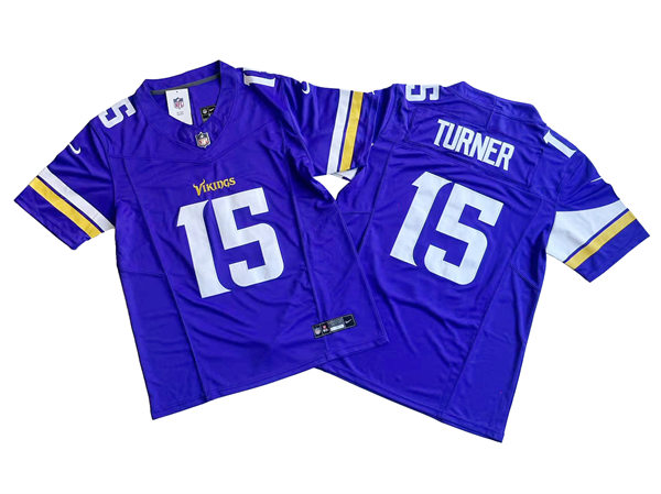 Men's Minnesota Vikings #15 Dallas Turner Nike Purple F.U.S.E. Vapor Limited Jersey