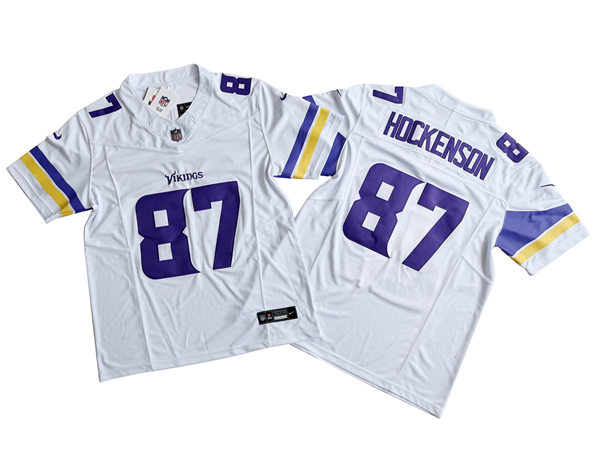 Men's Minnesota Vikings #87 T.J. Hockenson Nike White 2023 F.U.S.E. Vapor Limited Jersey