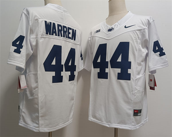 Mens Penn State Nittany Lions #44 Tyler Warren Nike White with Name College Football F.U.S.E. limited Jersey