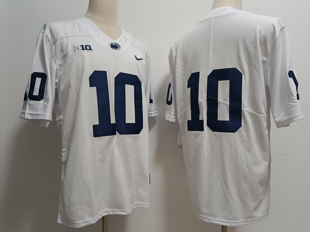 Mens Penn State Nittany Lions #10 Nicholas Singleton Nike White College Game Football Jersey