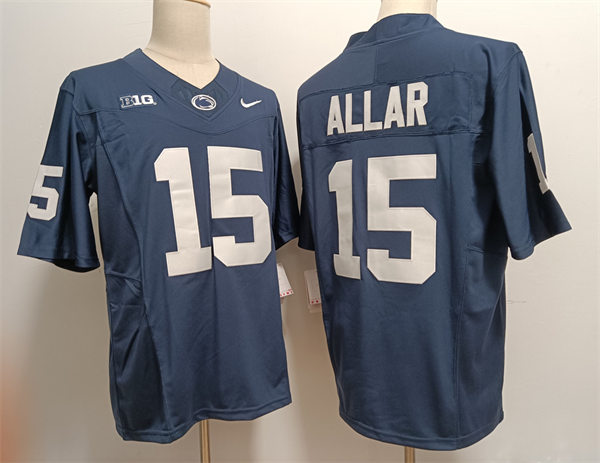 Mens Penn State Nittany Lions #15 Drew Allar Nike Navy with Name 2023 F.U.S.E. Limited College Football Jersey