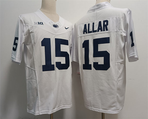 Mens Penn State Nittany Lions #15 Drew Allar Nike White with Name College Football Jersey