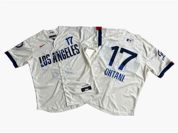 Mens Los Angeles Dodgers #17 Shohei Ohtani 2024 City Connect Limited Player Jersey - Cream