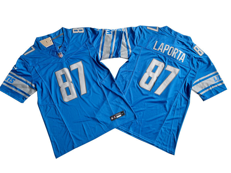 Mens Detroit Lions #87 Sam LaPorta Nike Blue F.U.S.E. Vapor Limited Jersey