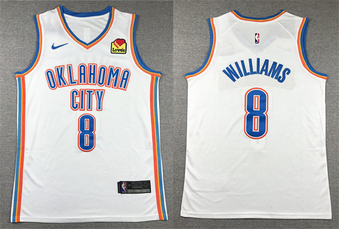 Mens Oklahoma City Thunder #8 Jalen Williams White Association Edition Jersey