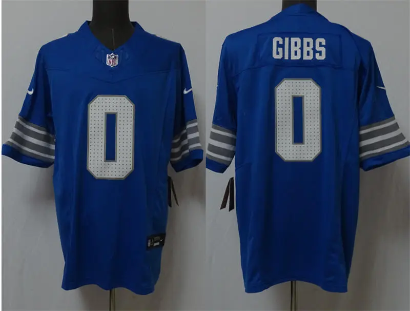 Mens Detroit Lions #0 Jahmyr Gibbs Nike 2025 Blue Vapor F.U.S.E. Limited Jersey