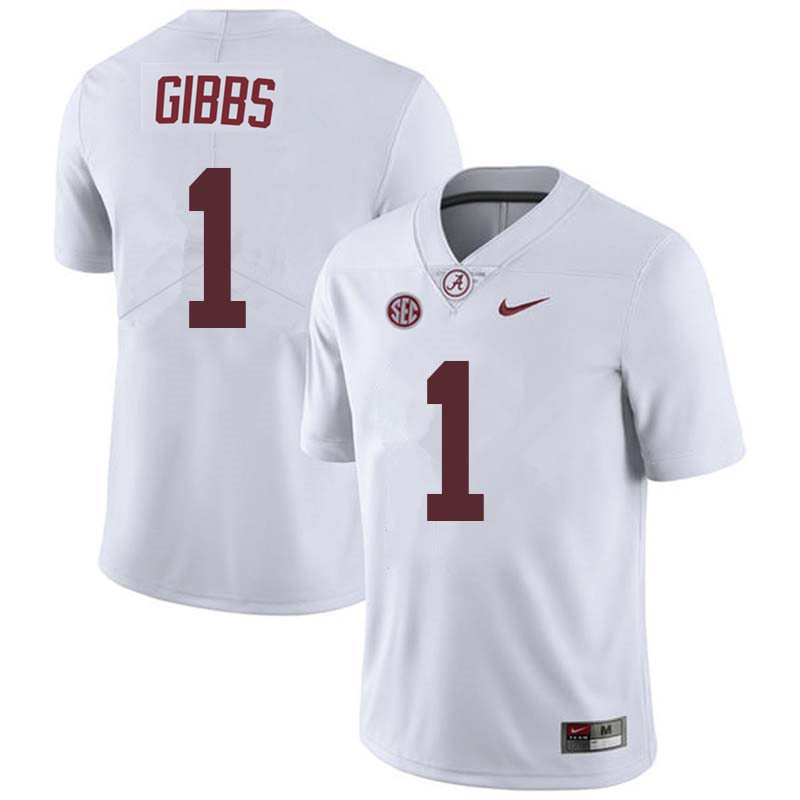 Men's Alabama Crimson Tide #1 Jahmyr Gibbs Nike White College Football Game Jersey