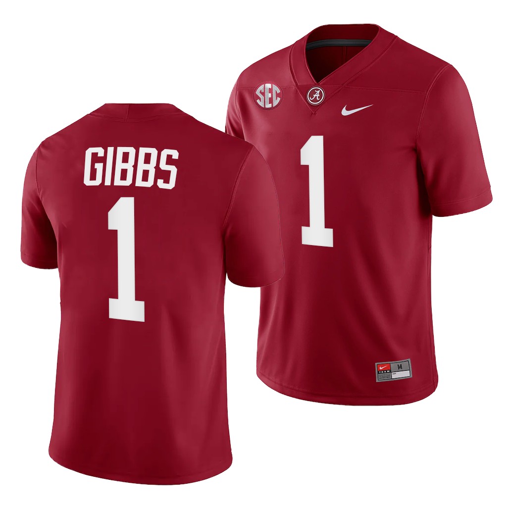 Men's Alabama Crimson Tide #1 Jahmyr Gibbs Nike Crimson College Football Game Jersey