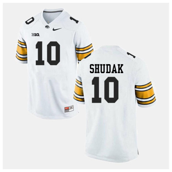 Mens Youth Iowa Hawkeyes #10 Caleb Shudak White College Football Game Jersey