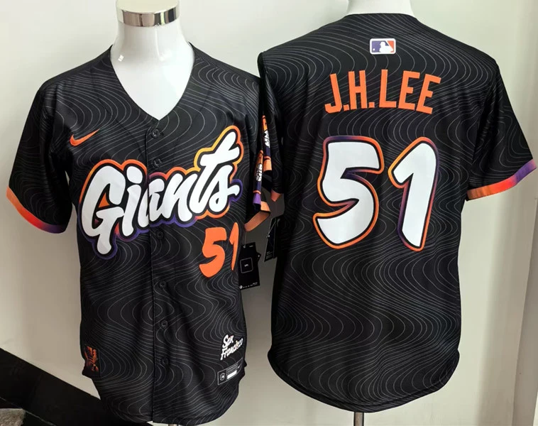Mens San Francisco Giants #51 Jung-hoo Lee Nike Anthracite 2025 City Connect Limited Player Jersey