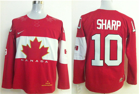 Men's Canada 2014 Olympics Hockey Jersey #10 Patrick Sharp Team Red