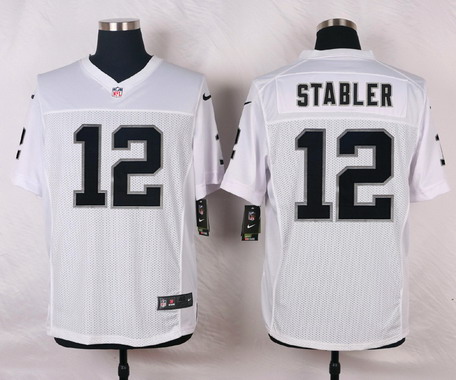 Men's Oakland Raiders #12 Ken Stabler White Nike Elite Jersey