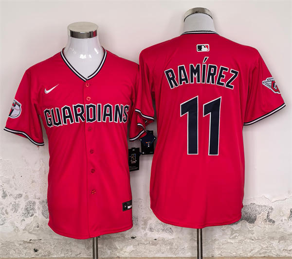 Mens Cleveland Guardians #11 Jose Ramirez Nike 2025 Red Alternate Limited Player Jersey