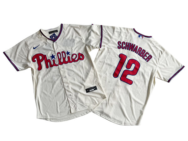 Mens Philadelphia Phillies #12 Kyle Schwarber Nike Cream Alternate Limited Player Jersey