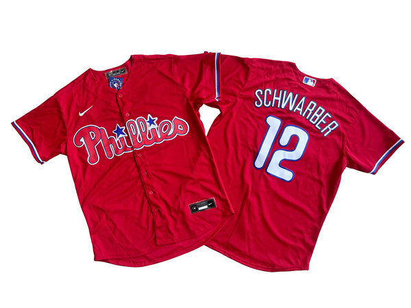 Mens Philadelphia Phillies #12 Kyle Schwarber Nike Red Alternate Limited Player Jersey