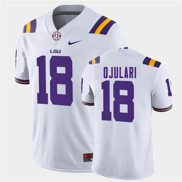 Mens Youth LSU Tigers #18 BJ Ojulari College Football Game Jersey White