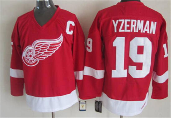 Men's Detroit Red Wings #19 Steve Yzerman Home Red CCM Vintage Throwback Jersey