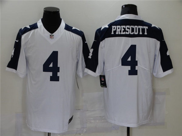 Mens Dallas Cowboys #4 Dak Prescott Nike White Retro Thanksgivings Limited Jersey