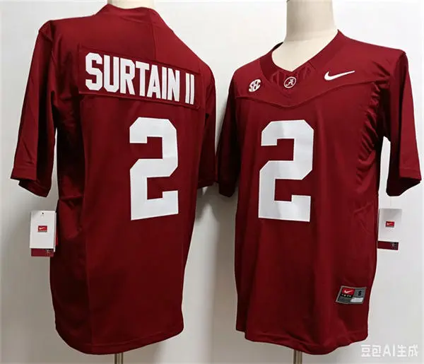 Men's Alabama Crimson Tide #2 Patrick Surtain II Crimson College Football Game Jersey