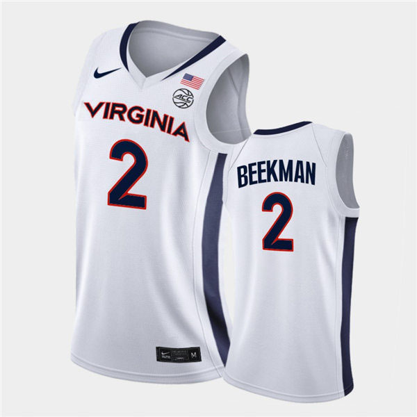 Mens Virginia Cavaliers #2 Reece Beekman Nike 2020 White Unity College Basketball Game Jersey