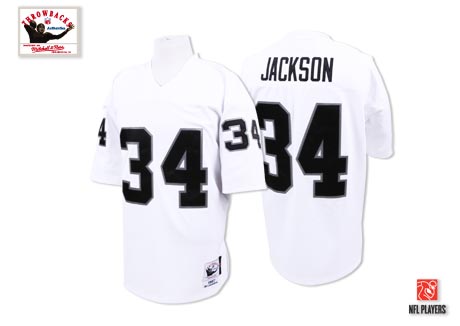 Men's Oakland Raiders #34 Bo Jackson White Mitchell&Ness Throwback Jersey