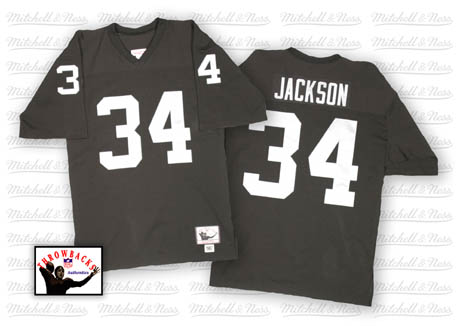 Men's Oakland Raiders #34 Bo Jackson Black Mitchell&Ness Throwback Jersey