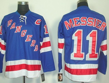 Mens New York Rangers #11 Mark Messier Light Blue 2004 CCM Vintage Throwback NHL Hockey Jersey