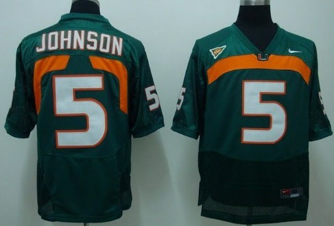Men's Miami Hurricanes #5 Andre Johnson Nike Green Throwback Football Jersey