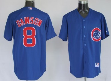 Men's Chicago Cubs #8 Andre Dawson Blue with Button Throwback Jersey