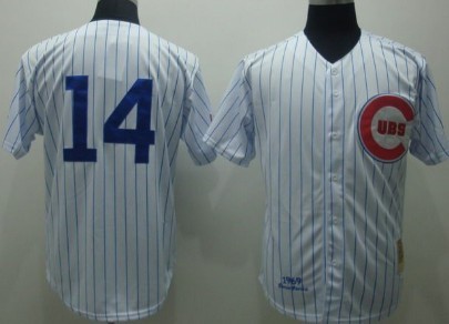 Men's Chicago Cubs #14 Ernie Banks White Throwback Jersey
