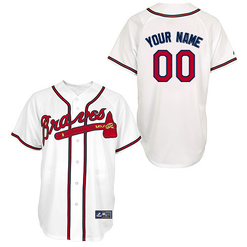 Men's Atlanta Braves Replica Personalized Home White Jersey by Majestic Athletic